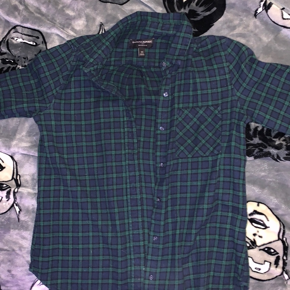 Banana Republic blue and green flannel